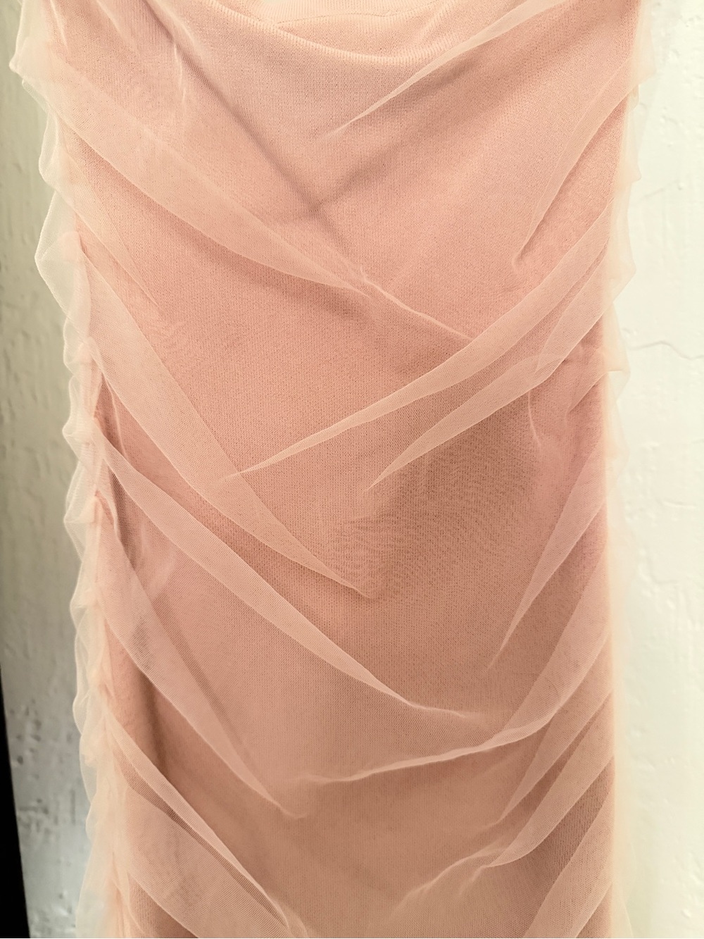 Zara Blush Pink Draped Mesh Maxi Dress Small NWT Cowl Neck - Picture 5 of 8